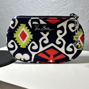 Vera Bradley Clip Zip ID Case Sun Valley Geometric Quilted Key Chain Wallet